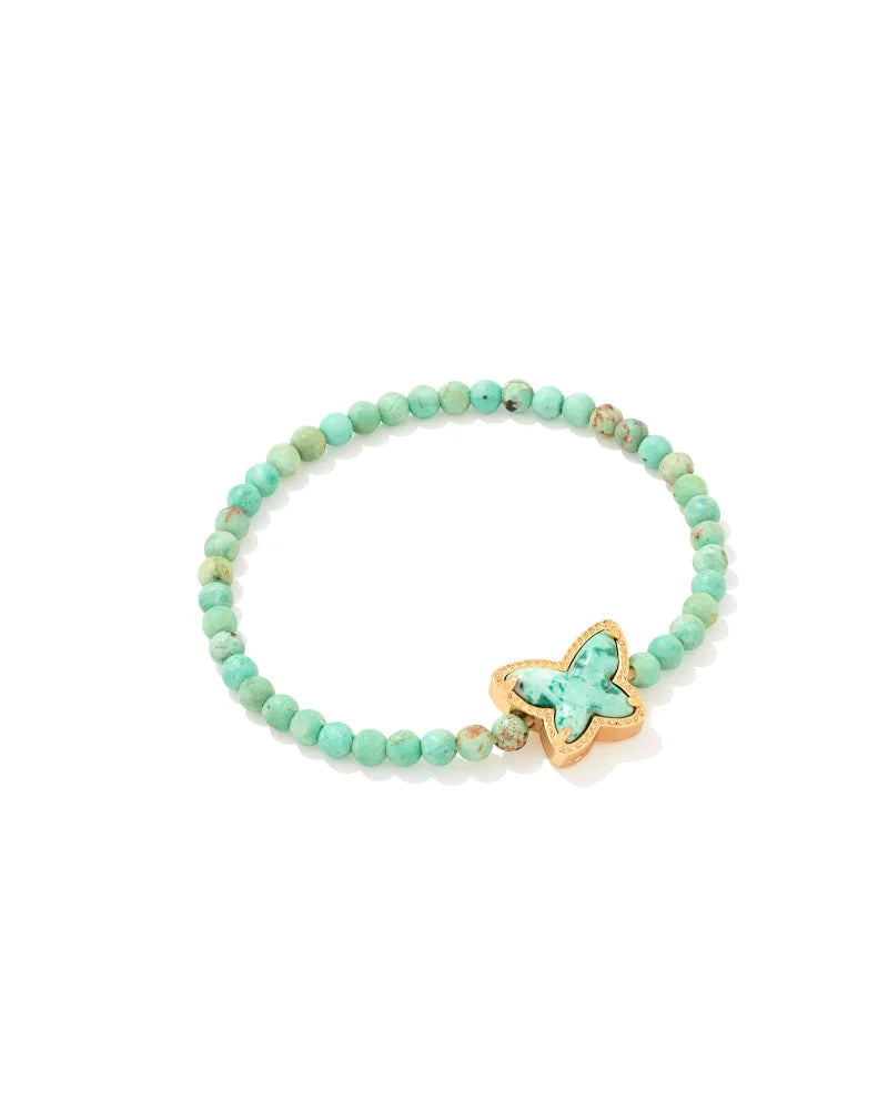 Kendra Scott Beaded Lillia Gold Stretch Bracelet In Sea Green Chrysocolla-kendra Scott-The Bugs Ear