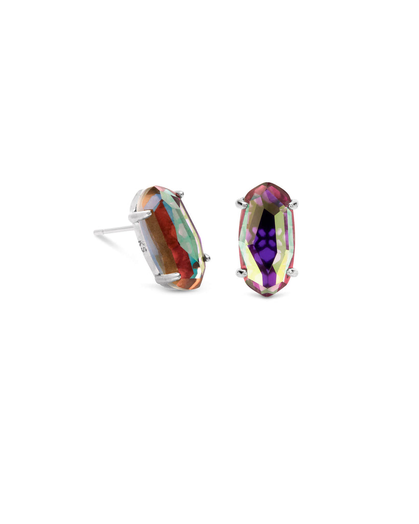 Kendra Scott Betty Silver Stud Earrings In Gray Dichroic Glass-Kendra Scott-The Bugs Ear