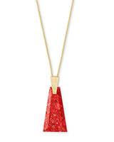 Kendra Scott Collins Gold Long Pendant Necklace In Bronze Veined Red Magnesite-Kendra Scott-The Bugs Ear