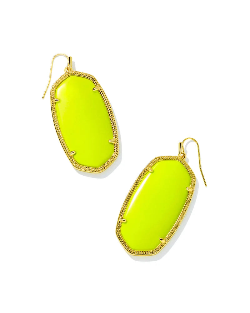 Kendra Scott Danielle Gold Statement Earrings in Neon Yellow Magnesite-Kendra Scott-The Bugs Ear