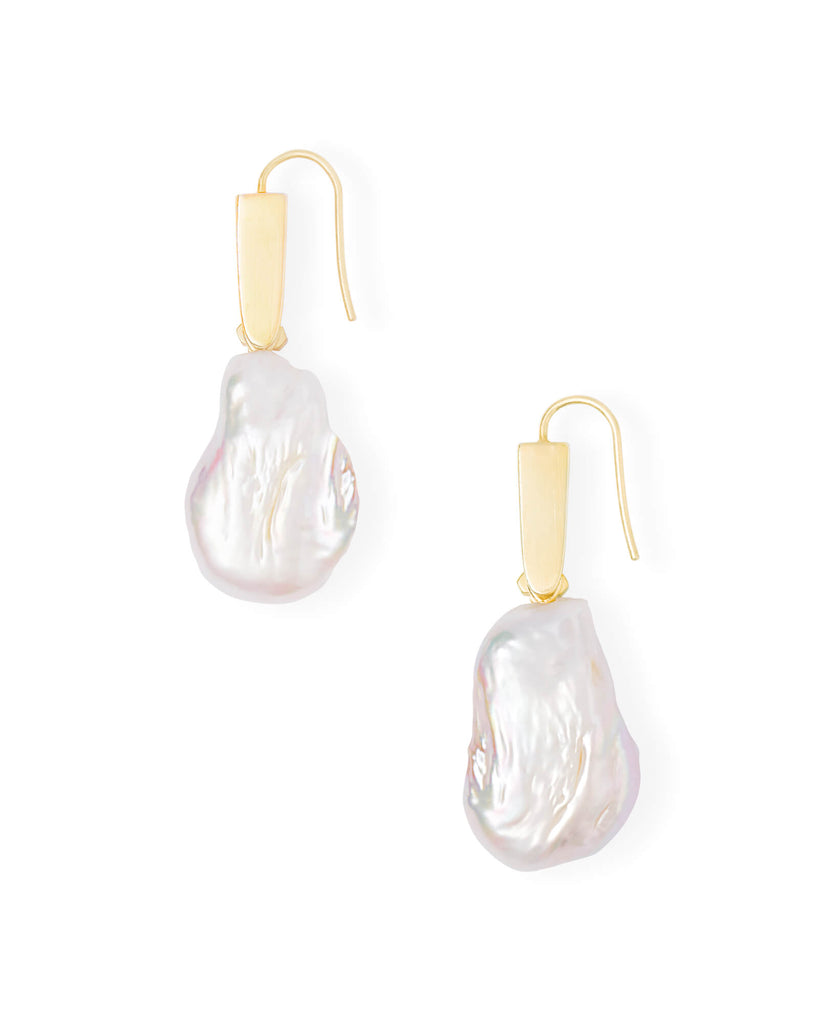 Kendra Scott Darcey Bright Gold Drop Earrings In Pearl-Kendra Scott-The Bugs Ear