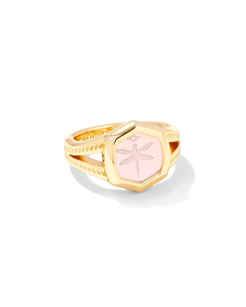 Kendra Scott Davie Intaglio Gold Statement Ring in Pink Opalite Glass-Kendra Scott-The Bugs Ear
