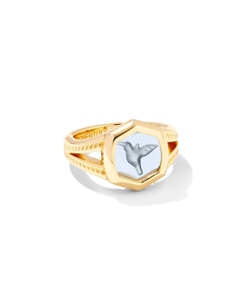 Kendra Scott Davie Intaglio Gold Statement Ring in Light Sky Blue Glass-Kendra Scott-The Bugs Ear