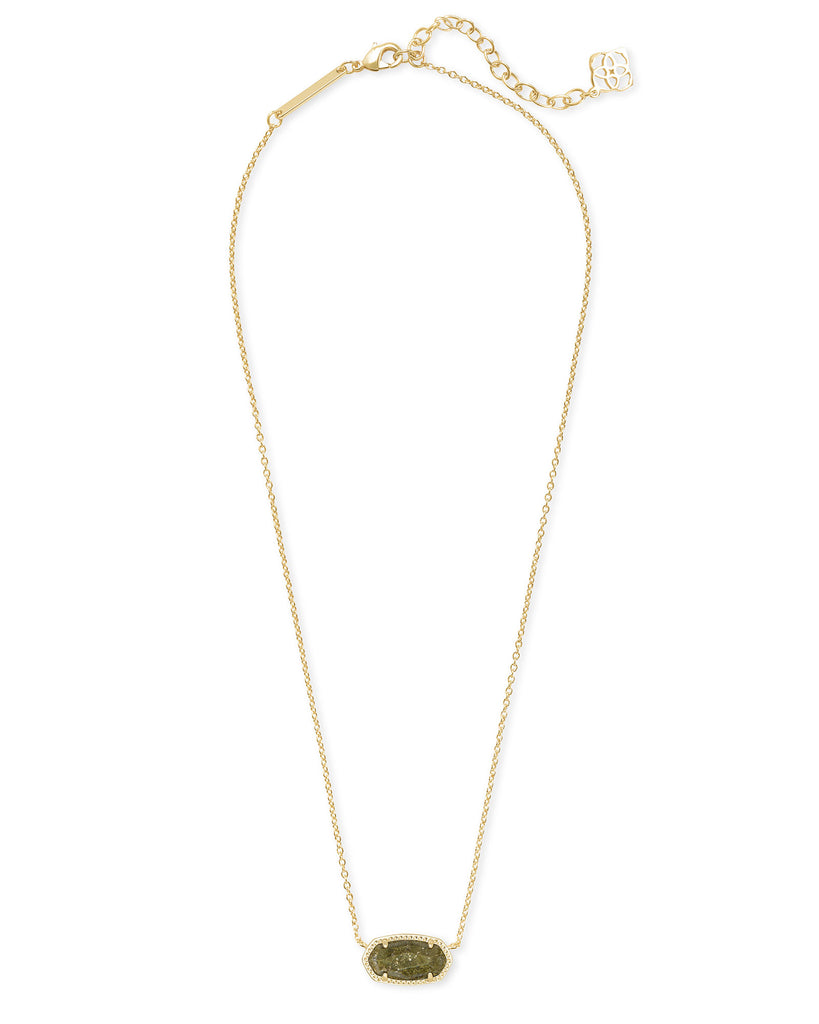 Kendra Scott Elisa Gold Pendant Necklace In Olive Epidote-Kendra Scott-The Bugs Ear