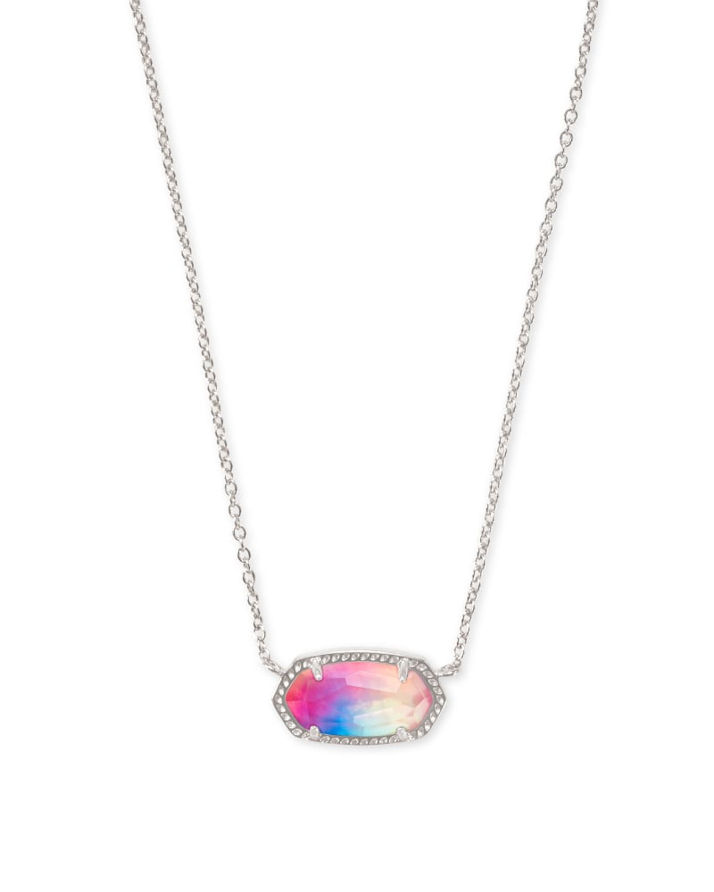 Kendra Scott Elisa Silver Pendant Necklace In Watercolor Illusion