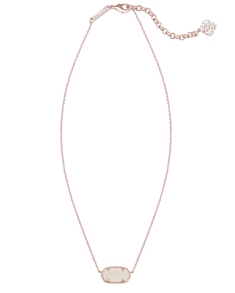 Kendra Scott Elisa Rose Gold Pendant Necklace in Iridescent Drusy-Kendra Scott-The Bugs Ear