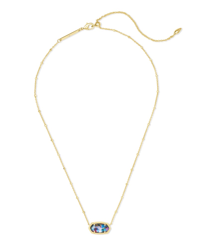 Kendra Scott Elisa Gold Satellite Pendant Necklace In Teal Tie Dye Illusion-Kendra Scott-The Bugs Ear