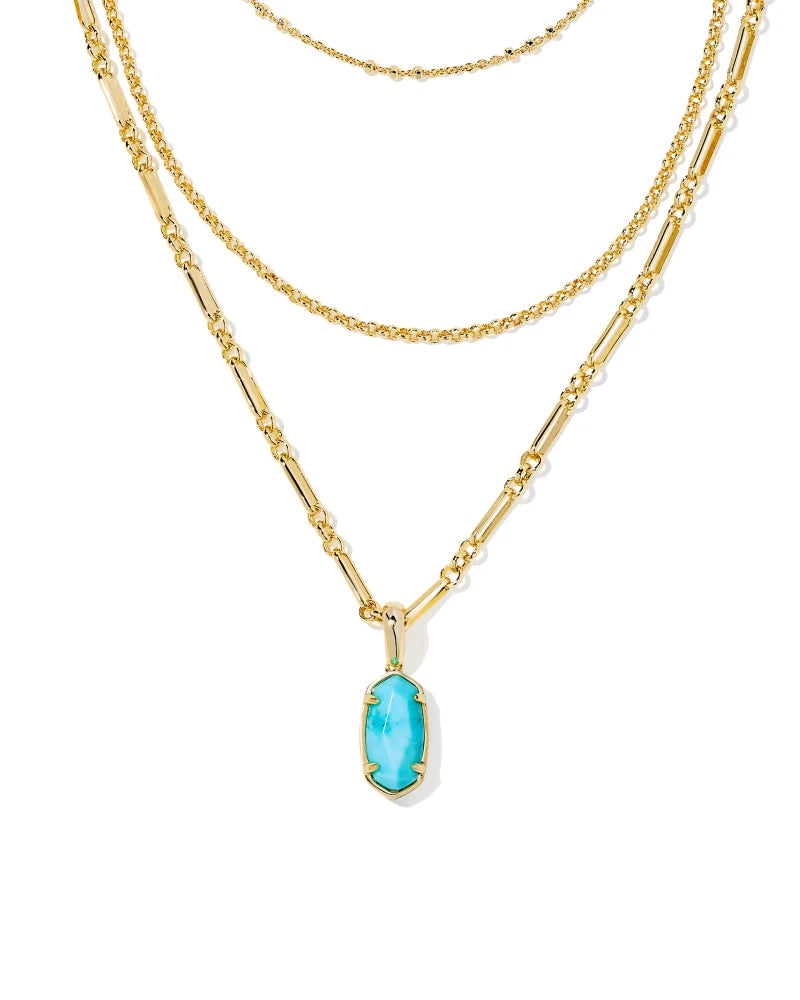 Kendra Scott Elisa Gold Triple Strand Necklace in Light Blue Magnesite-Kendra Scott-The Bugs Ear