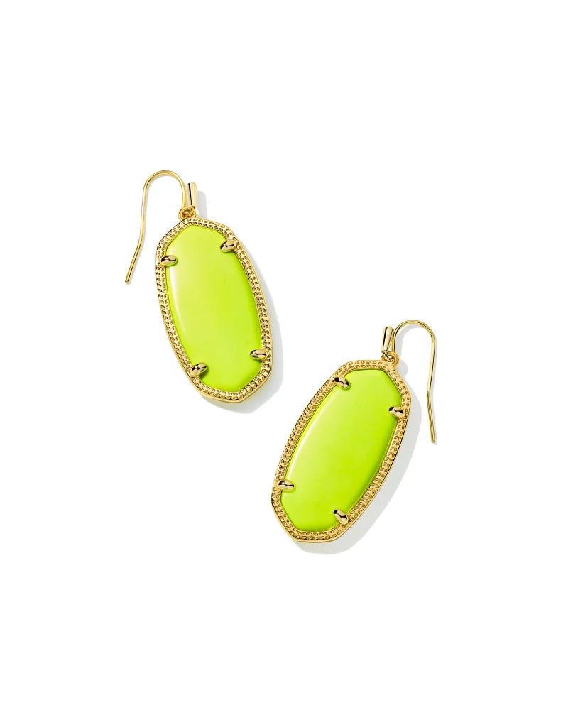 Kendra Scott Elle Gold Drop Earrings in Neon Yellow Magnesite-Kendra Scott-The Bugs Ear