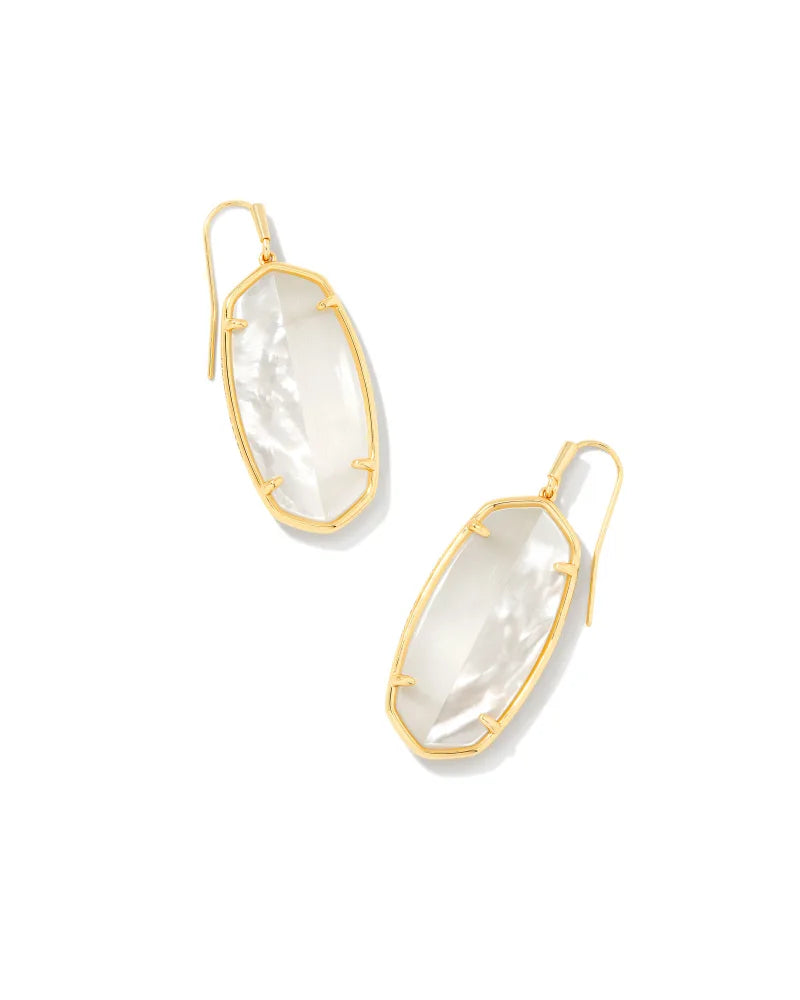 Kendra Scott Elle Gold Intarsia Drop Earrings In White Intarsia-Kendra Scott-The Bugs Ear