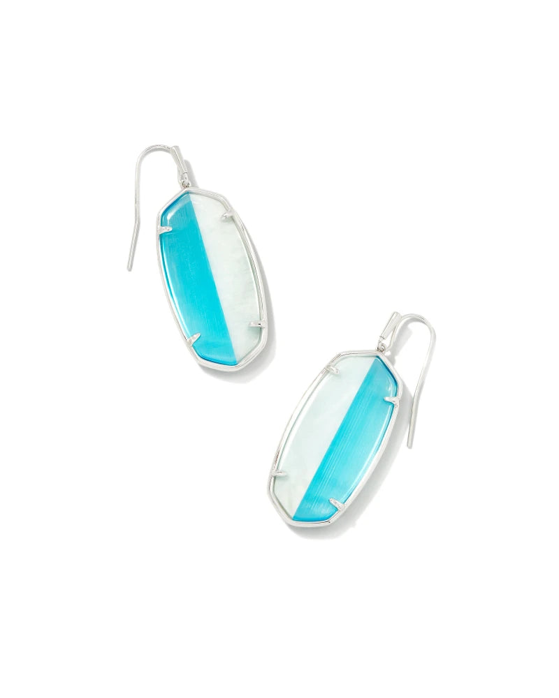 Kendra Scott Elle Silver Intarsia Drop Earrings In Blue Intarsia-Kendra Scott-The Bugs Ear