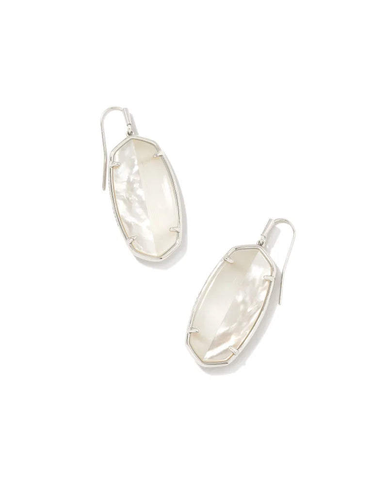 Kendra Scott Elle Silver Intarsia Drop Earrings In White Intarsia-Kendra Scott-The Bugs Ear