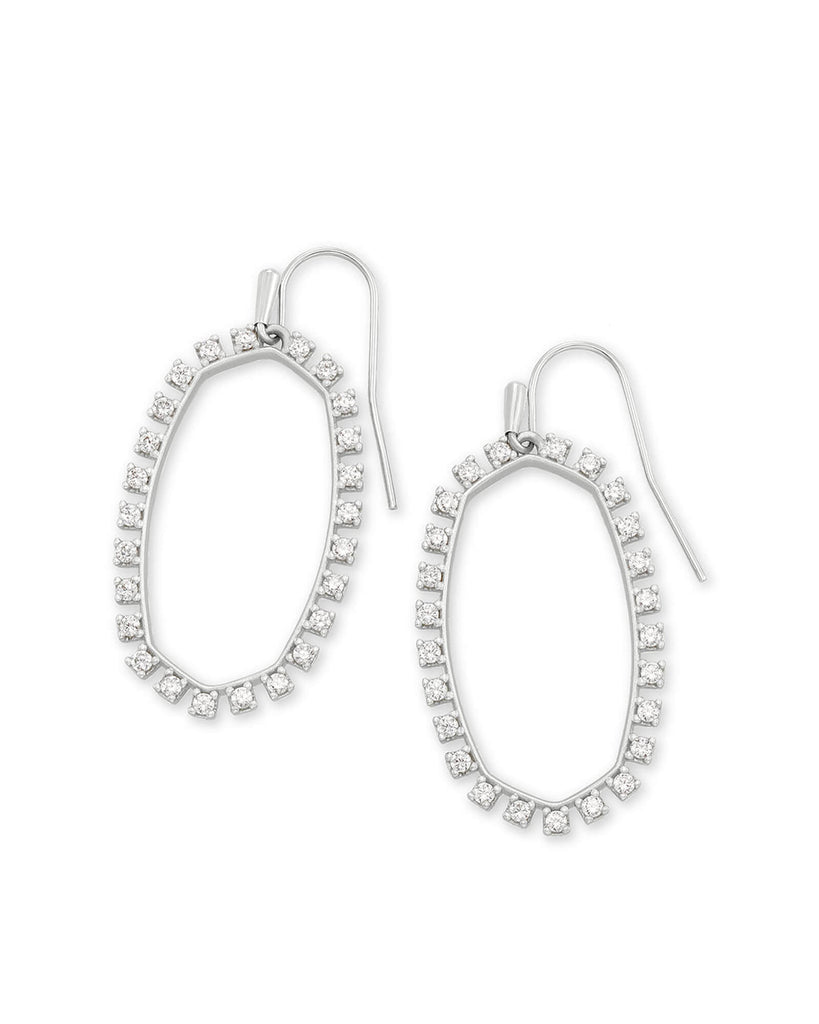 Kendra Scott Elle Open Frame Crystal Drop Earrings In Silver-Kendra Scott-The Bugs Ear