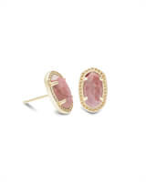 Kendra Scott Emery Gold Stud Earrings In Pink Rhodonite-Kendra Scott-The Bugs Ear