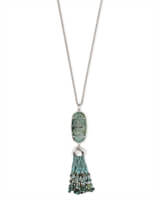 Kendra Scott Eva Silver Long Pendant Necklace In African Turquoise-Kendra Scott-The Bugs Ear