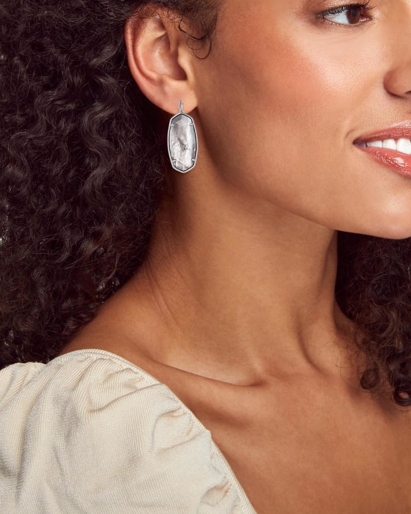 Kendra Scott Faceted Elle Silver Drop Earrings In Gray Illusion