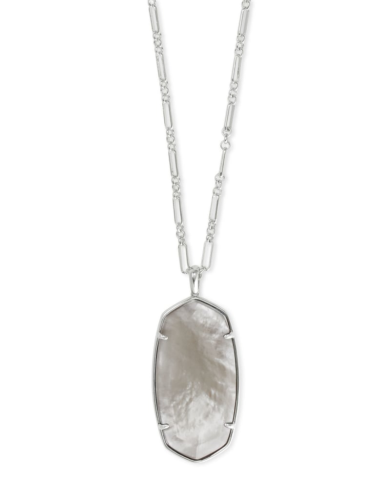 Kendra Scott Faceted Reid Silver Long Pendant Necklace In Gray Illusion-Kendra Scott-The Bugs Ear