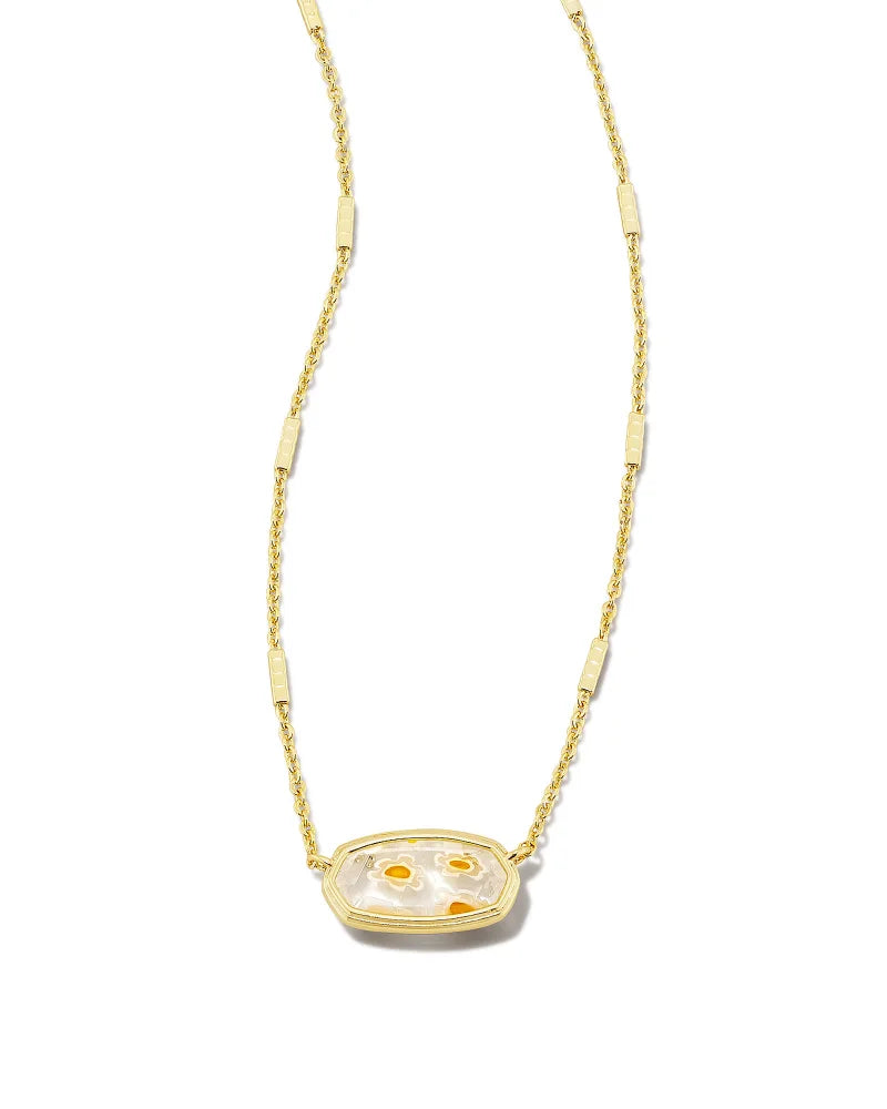 Kendra Scott Framed Elisa Gold Short Pendant Necklace in White Mosaic Glass-Kendra Scott-The Bugs Ear