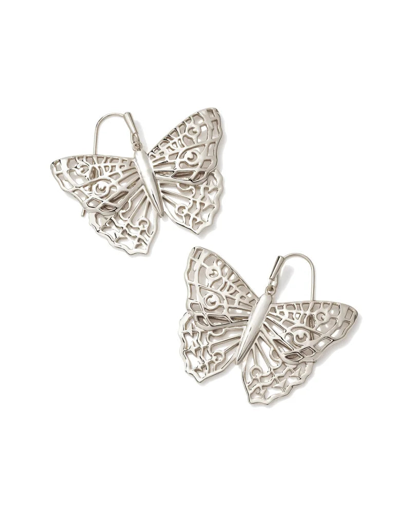 Kendra Scott Hadley Butterfly Drop Earrings in Silver-Kendra Scott-The Bugs Ear