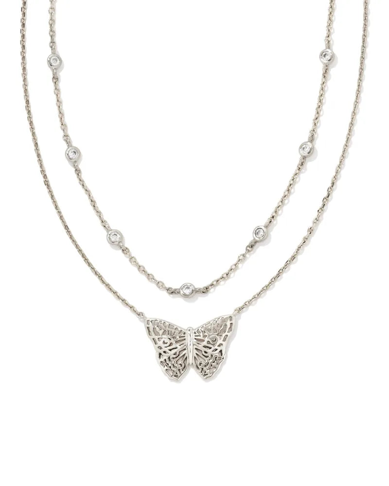 Kendra Scott Hadley Butterfly Multi Strand Necklace in Silver-Kendra Scott-The Bugs Ear