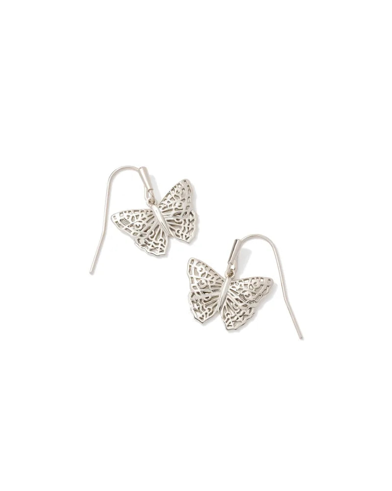 Kendra Scott Hadley Butterfly Small Drop Earrings in Silver-Kendra Scott-The Bugs Ear