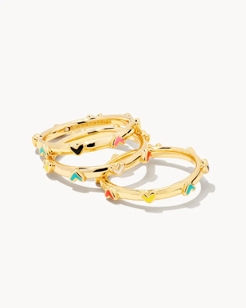 Kendra Scott Haven Heart Gold Ring Set of 3 in Multi Mix-Kendra Scott-The Bugs Ear