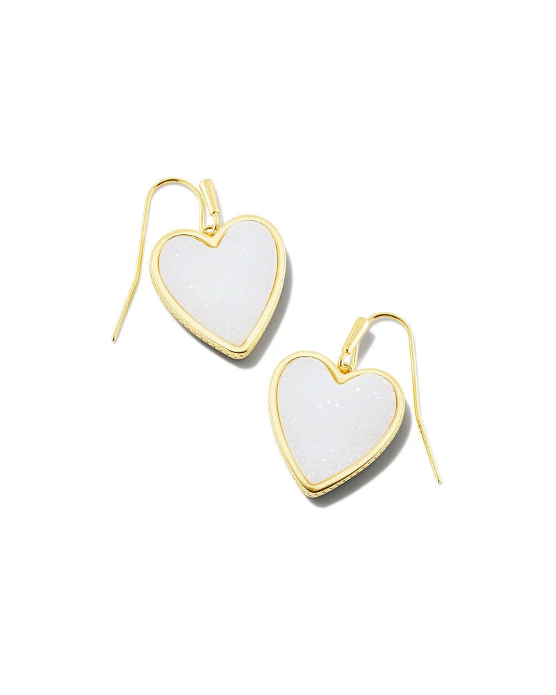 Kendra Scott Heart Gold Drop Earrings in Iridescent Drusy-Kendra Scott-The Bugs Ear