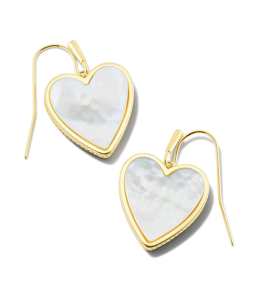 Kendra Scott Heart Gold Drop Earrings in Ivory Mother of Pearl-Kendra Scott-The Bugs Ear