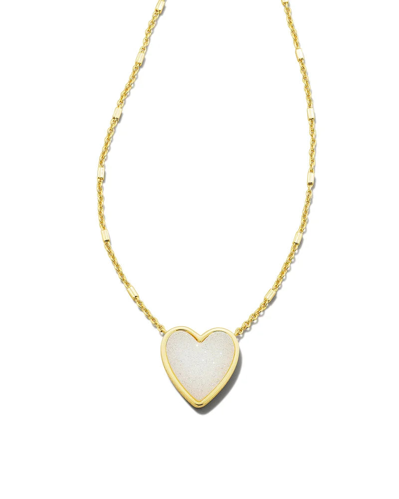 Kendra Scott Heart Gold Pendant Necklace in Iridescent Drusy-Kendra Scott-The Bugs Ear