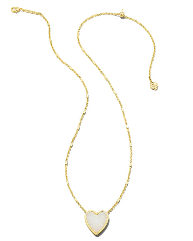 Kendra Scott Heart Gold Pendant Necklace in Iridescent Drusy-Kendra Scott-The Bugs Ear