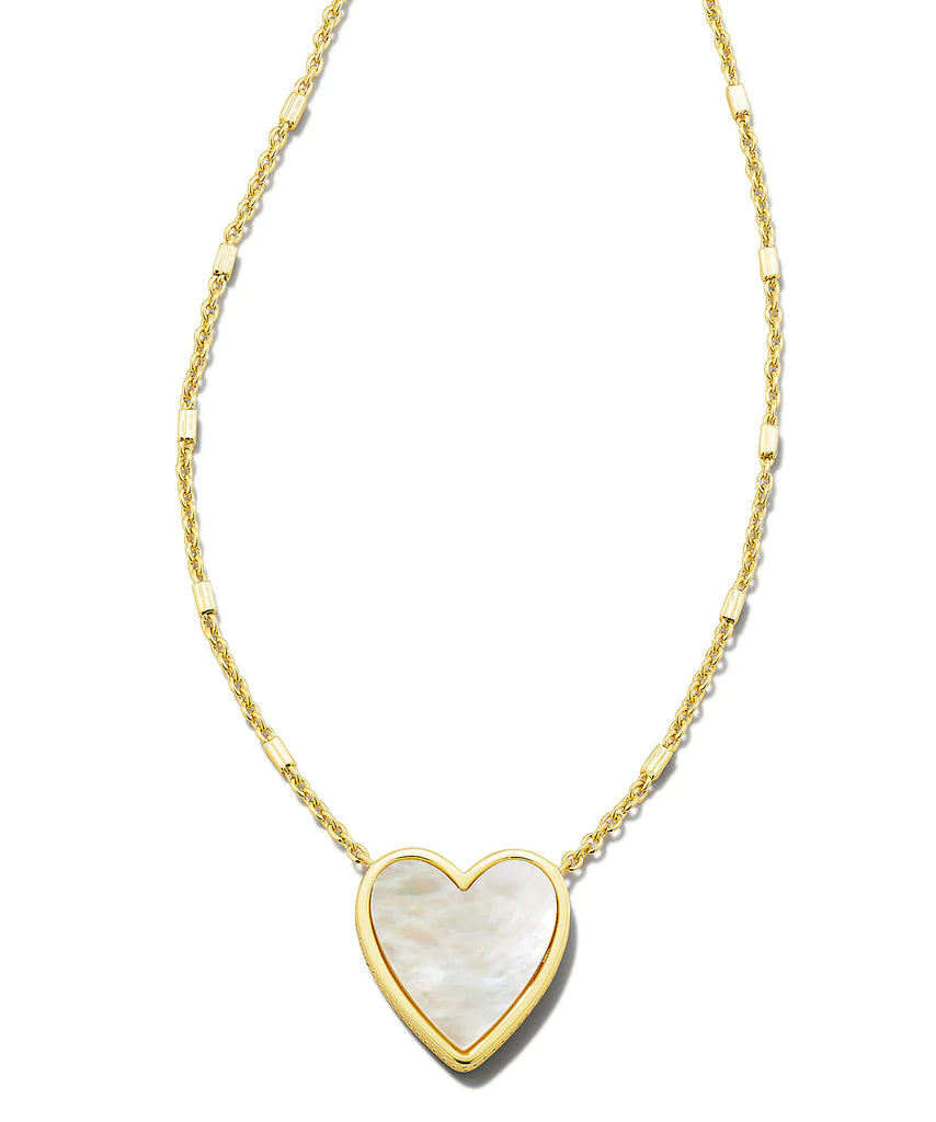 Kendra Scott Heart Gold Pendant Necklace in Ivory Mother of Pearl-Kendra Scott-The Bugs Ear