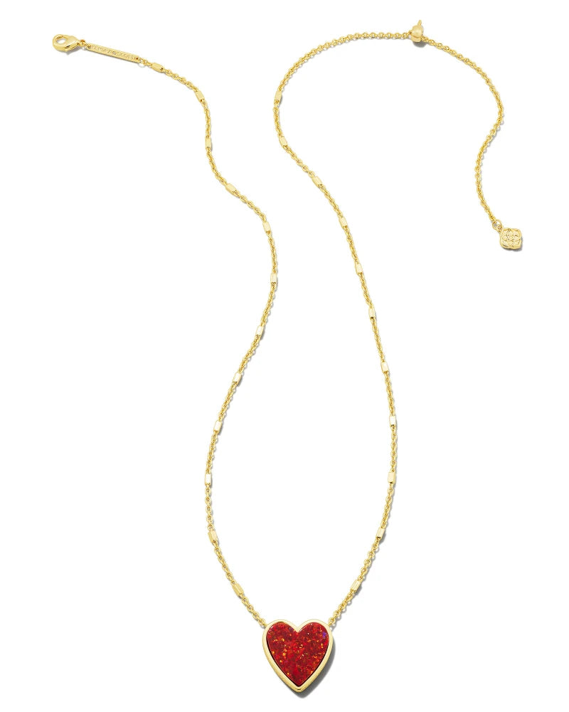 Kendra Scott Heart Gold Pendant Necklace in Red Kyocera Opal-Kendra Scott-The Bugs Ear