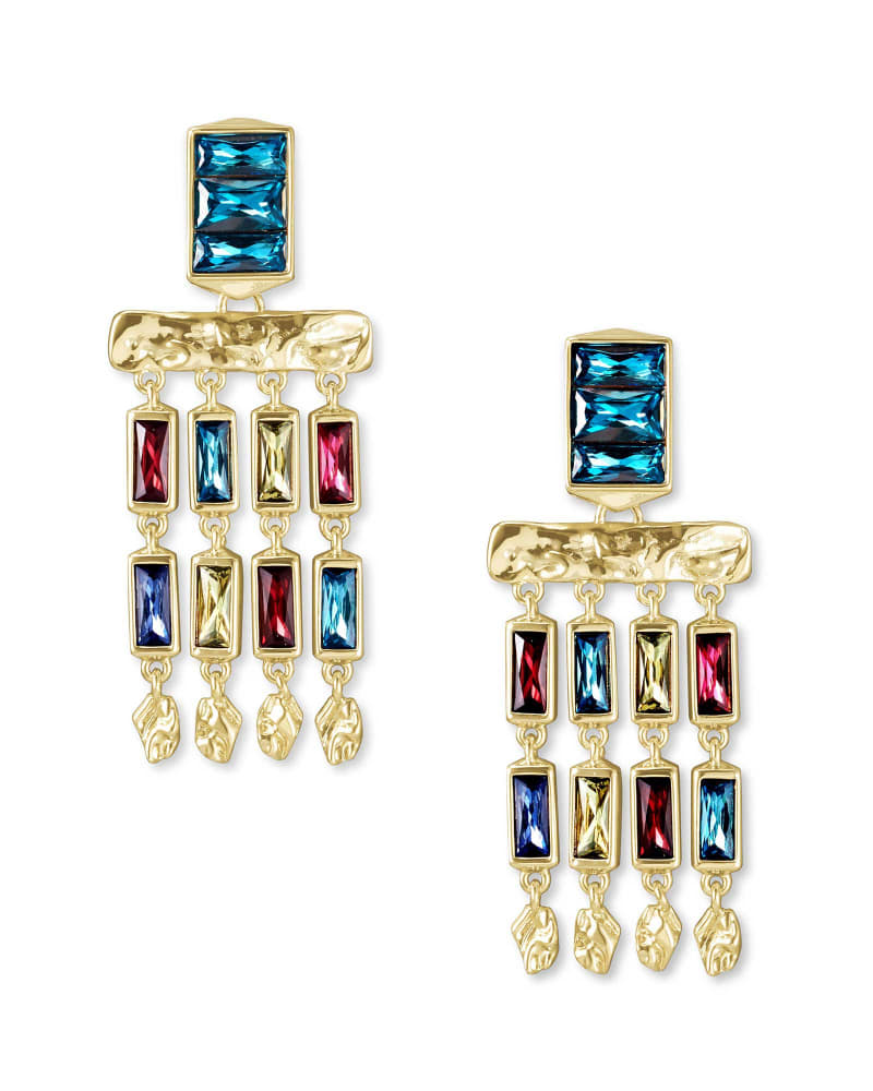 Kendra Scott Jack Gold Small Statement Earrings In Multi Crystal-Kendra Scott-The Bugs Ear