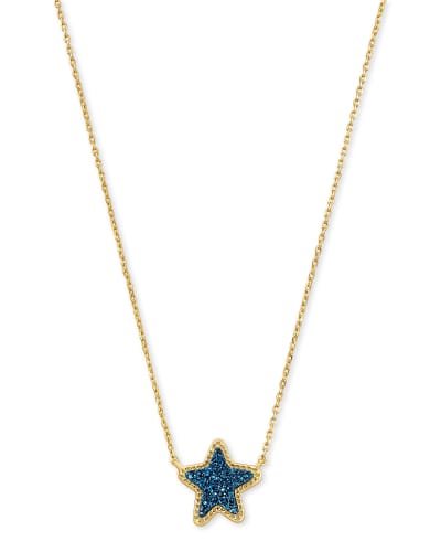 Kendra Scott Jae Star Gold Pendant Necklace In Blue Drusy-Kendra Scott-The Bugs Ear