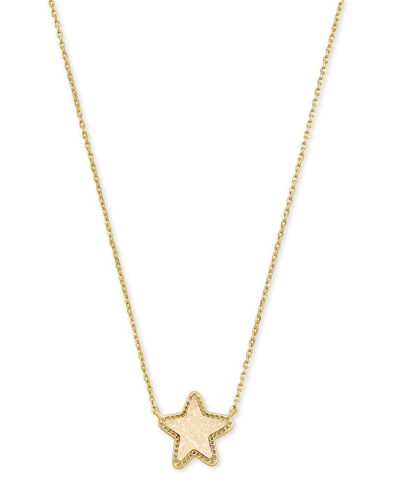 Kendra Scott Jae Star Gold Pendant Necklace In Iridescent Drusy