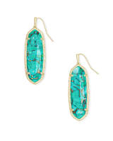 Kendra Scott Layla Gold Drop Earrings In Bronze Veined Teal Magnesite-Kendra Scott-The Bugs Ear