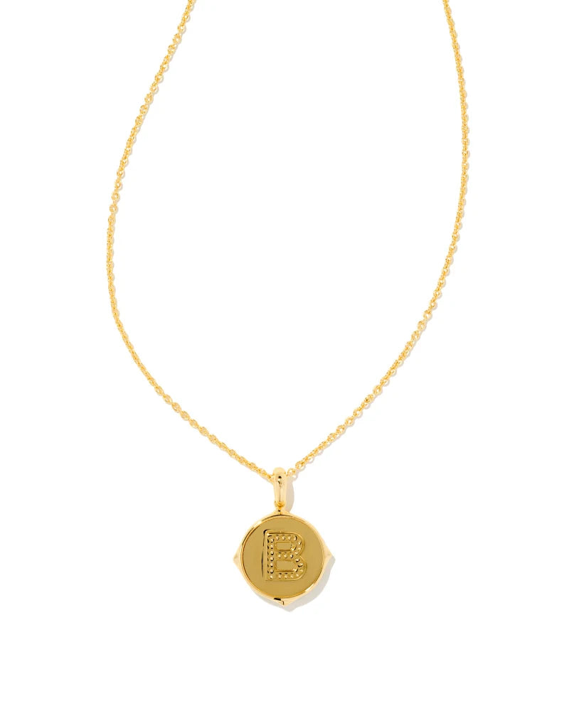 Kendra Scott Letter B Gold Disc Pendant Necklace in Iridescent Abalone-Kendra Scott-The Bugs Ear