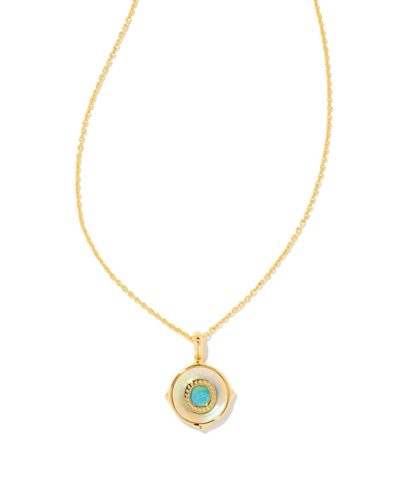 Kendra Scott Letter O Gold Disc Pendant Necklace in Iridescent Abalone-Kendra Scott-The Bugs Ear