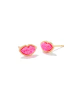 Kendra Scott Lips Gold Stud Earrings in Bright Pink Kyocera Opal-Kendra Scott-The Bugs Ear