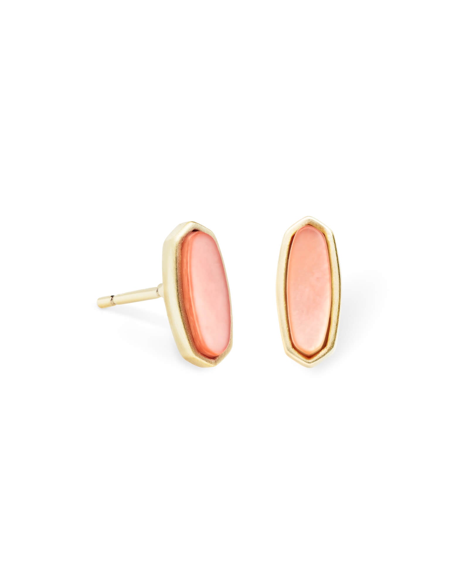 Kendra Scott Mae Gold Stud Earrings In Peach Pearl