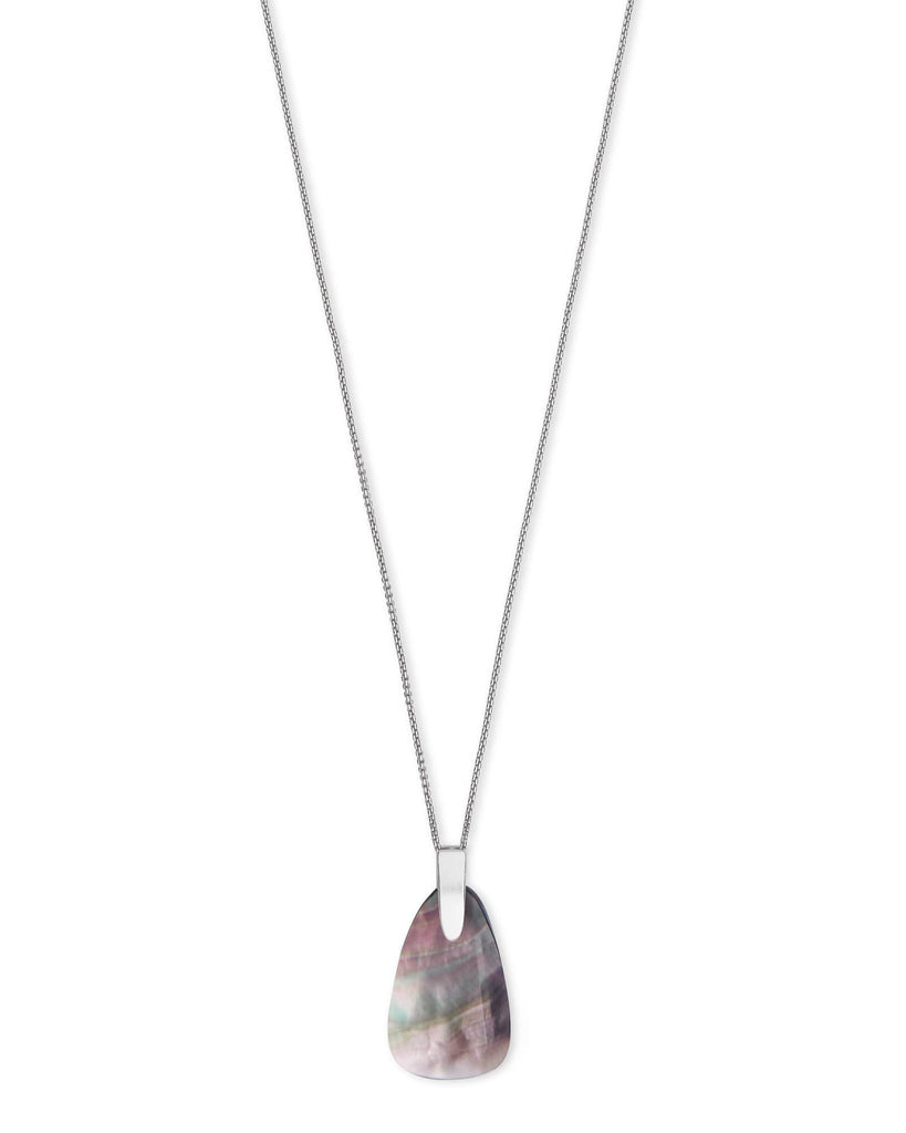 Kendra Scott Maeve Bright Silver Long Pendant Necklace In Black Mother-Of-Pearl-Kendra Scott-The Bugs Ear