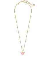 Kendra Scott Poppy Heart Gold Pendant Necklace In Rose Quartz-Kendra Scott-The Bugs Ear