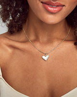 Kendra Scott Poppy Heart Gold Pendant Necklace In Ivory Mother-Of-Pearl-Kendra Scott-The Bugs Ear