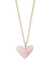 Kendra Scott Poppy Heart Gold Long Pendant Necklace In Rose Quartz-Kendra Scott-The Bugs Ear
