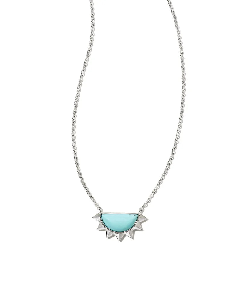 Kendra Scott Sienna Silver Half Sun Pendant Necklace in Light Blue