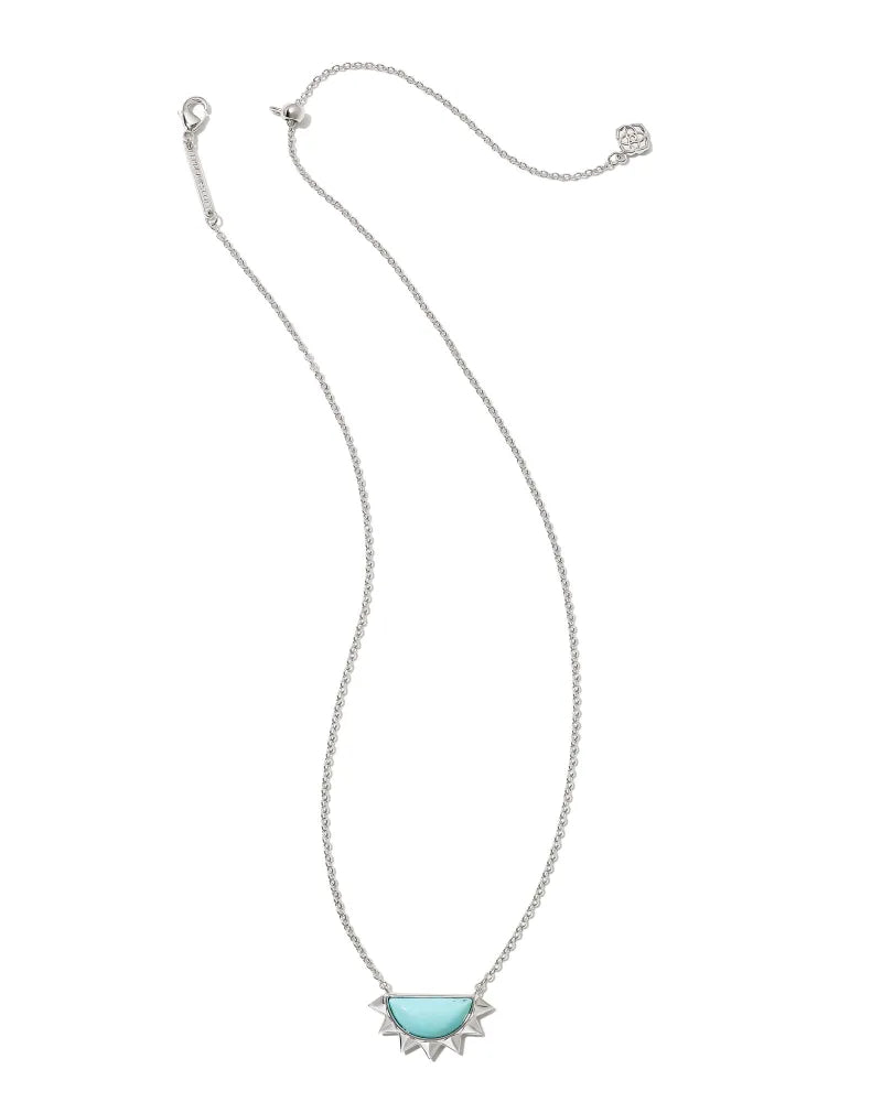 Kendra Scott Sienna Silver Half Sun Pendant Necklace in Light Blue Magnesite-Kendra Scott-The Bugs Ear