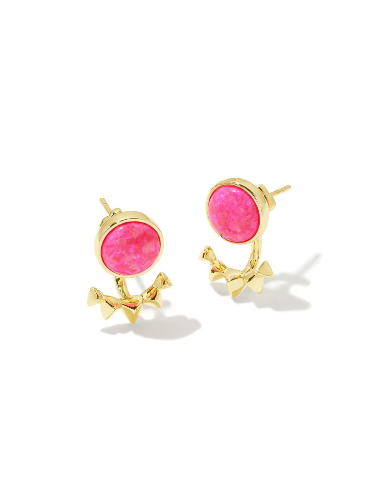Kendra Scott Sienna Gold Ear Jacket Earrings in Bright Pink Kyocera Opal-Kendra Scott-The Bugs Ear