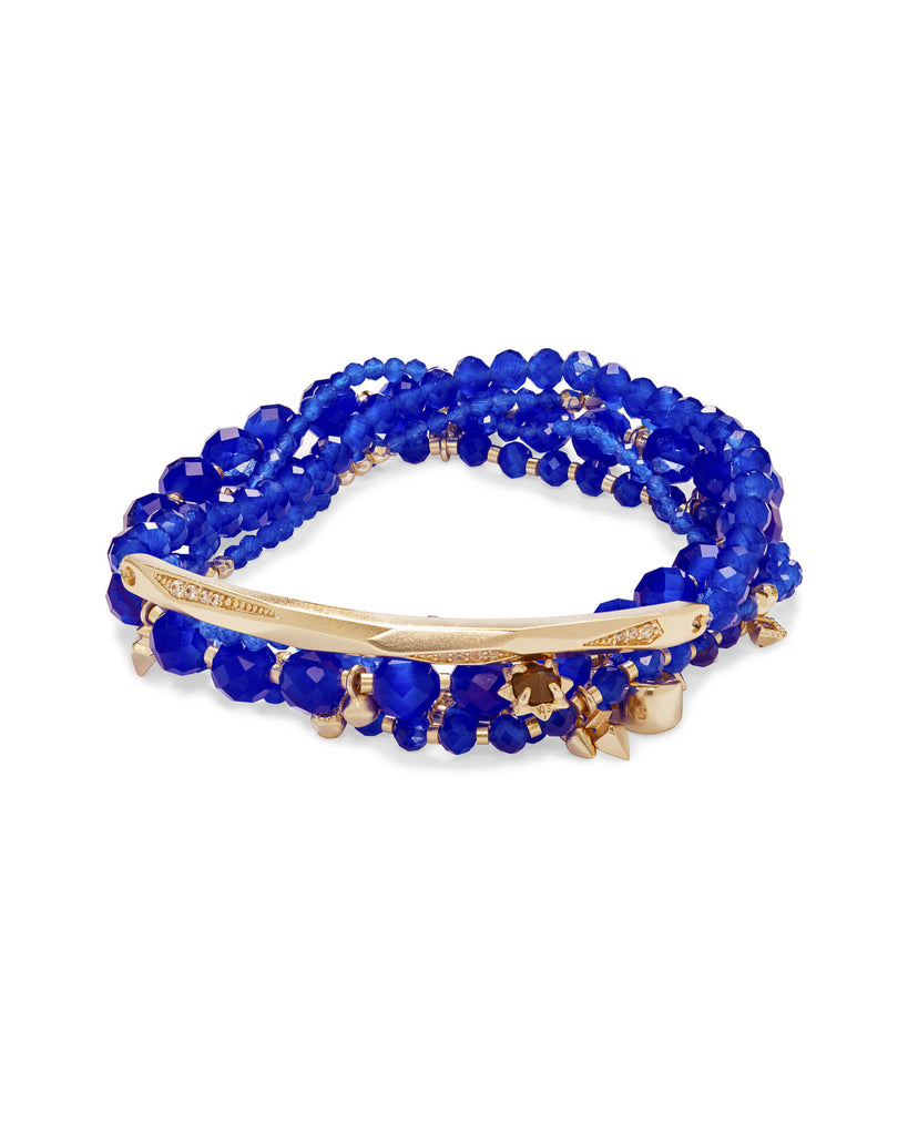Kendra Scott Supak Gold Beaded Bracelet Set In Cobalt Cats Eye-Kendra Scott-The Bugs Ear