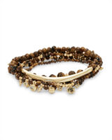 Kendra Scott Supak Gold Beaded Bracelet Set In Brown Tigers Eye-Kendra Scott-The Bugs Ear