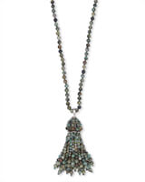 Kendra Scott Sylvia Silver Long Pendant Necklace In African Turquoise-Kendra Scott-The Bugs Ear